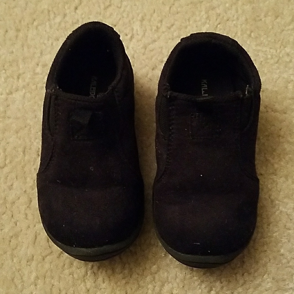 Kaleidoscope Black Suede Slip Ons
